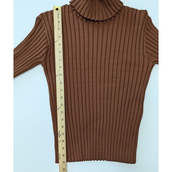 Atlein Collective Brown Mock Neck Strettch Ribbed Pullover Knitted Sweater M - Picture 8 of 12